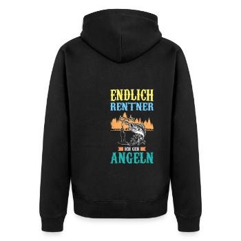 Angler Opa Großvater Geschenk - Unisex Premium Bio Zip Hoodie - Schwarz - Hinten - Nico (187cm)
