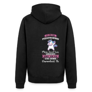 Krankenhaus Pflegefachfrau Pflegerin Geschenk - Unisex Premium Bio Zip Hoodie - Schwarz - Hinten - Nico (187cm)