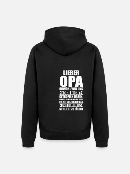 Opa Großvater Großväter Geschenk - Unisex Premium Bio Zip Hoodie - Schwarz