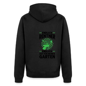 Garten Rentner Gärtnerei Geschenk - Unisex Premium Bio Zip Hoodie - Schwarz - Hinten - Nico (187cm)