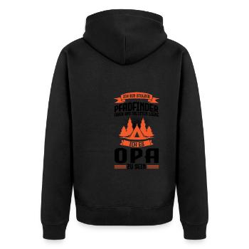 Pfadfinder Opa Scout Geschenk - Unisex Premium Bio Zip Hoodie - Schwarz - Hinten - Nico (187cm)