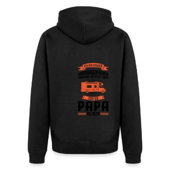 Camper Papa Camping Geschenk - Unisex Premium Bio Zip Hoodie - Schwarz - Hinten - Nico (187cm)