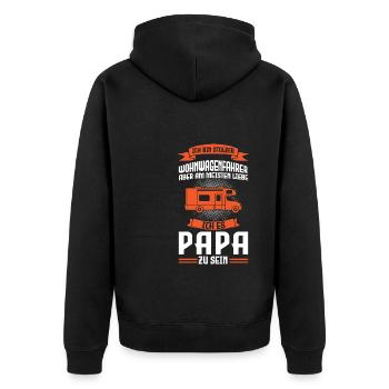 Camper Papa Vater Geschenk - Unisex Premium Bio Zip Hoodie - Schwarz - Hinten - Nico (187cm)