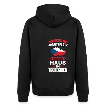 Tschechien Flagge Tschechiesche Geschenk - Unisex Premium Bio Zip Hoodie - Schwarz - Hinten - Nico (187cm)