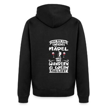 Wandern Wein Berge Geschenk - Unisex Premium Bio Zip Hoodie - Schwarz - Hinten - Nico (187cm)