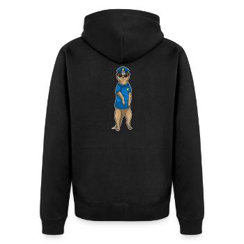 Erdmännchen Polizist Sonnenbrille Polizei - Unisex Premium Bio Zip Hoodie - Schwarz - Hinten - Nico (187cm)