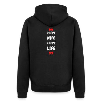 Femme Heureuse Vie Heureuse - Veste à capuche bio Premium Unisexe - noir - Dos - Nico (187cm)