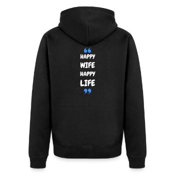 Femme Heureuse Vie Heureuse - Veste à capuche bio Premium Unisexe - noir - Dos - Nico (187cm)
