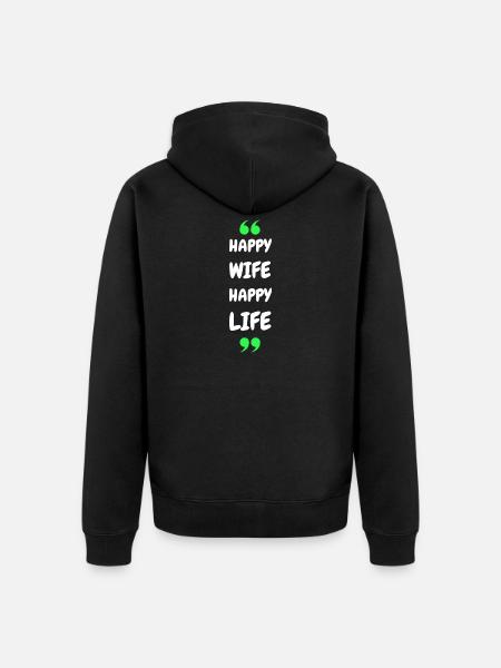 Femme Heureuse Vie Heureuse - Veste à capuche bio Premium Unisexe - noir