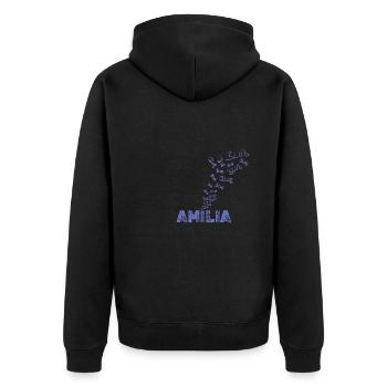 Segeln Amilia - Unisex Premium Bio Zip Hoodie - Schwarz - Hinten - Nico (187cm)
