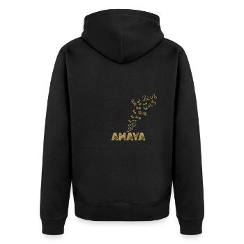 Boot Amaya - Unisex Premium Bio Zip Hoodie - Schwarz - Hinten - Nico (187cm)