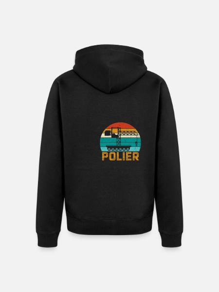 Polier Geschenkidee Baustelle Kran - Unisex Premium Bio Zip Hoodie - Schwarz