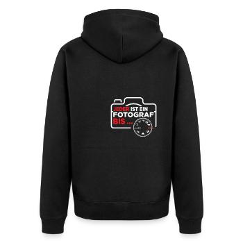 Jeder ist ein Fotograf Kamera - Unisex Premium Bio Zip Hoodie - Schwarz - Hinten - Nico (187cm)