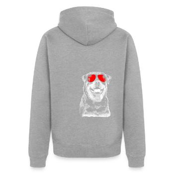 Rottweiler Sonnenbrille Hundefans Hund Schnauzerfa - Unisex Premium Bio Zip Hoodie - Grau meliert - Hinten - Nico (187cm)