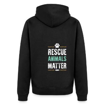Animals Matter Tierschutz - Unisex Premium Bio Zip Hoodie - Schwarz - Hinten - Nico (187cm)