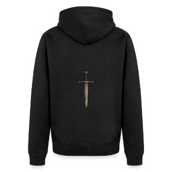 Schwert aus dem Mittelalter - Unisex Premium Bio Zip Hoodie - Schwarz - Hinten - Nico (187cm)