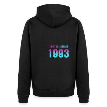 Limited Edition 1993 30. Geburtstag - Unisex Premium Bio Zip Hoodie - Schwarz - Hinten - Nico (187cm)