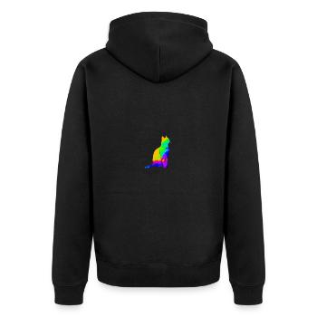 Katze bunt süß niedlich Geschenkidee - Unisex Premium Bio Zip Hoodie - Schwarz - Hinten - Nico (187cm)