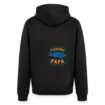Angeln Fishing Papa Angler - Unisex Premium Bio Zip Hoodie - Schwarz - Hinten - Nico (187cm)