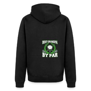 Best Grandpa By Par Granddad Fathers Day - Unisex Premium Organic Zip Hoodie - black - Back - Nico (187cm)