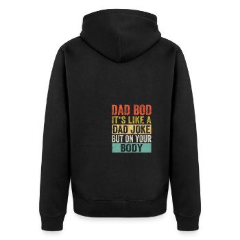 Dad Bod Vatertag Papa Bierbauch - Unisex Premium Bio Zip Hoodie - Schwarz - Hinten - Nico (187cm)