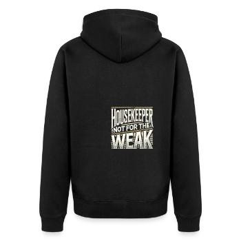Haushälterin - nichts für schwache Nerven - Unisex Premium Bio Zip Hoodie - Schwarz - Hinten - Nico (187cm)