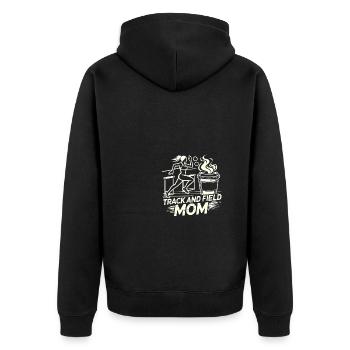 Leichtathletik-Mama - Unisex Premium Bio Zip Hoodie - Schwarz - Hinten - Nico (187cm)