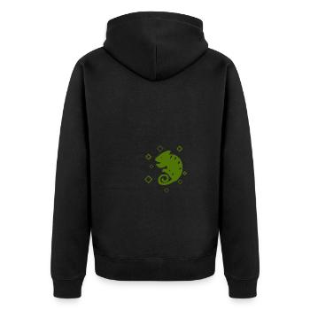 Gecko - Amphibie Tier - Unisex Premium Bio Zip Hoodie - Schwarz - Hinten - Nico (187cm)