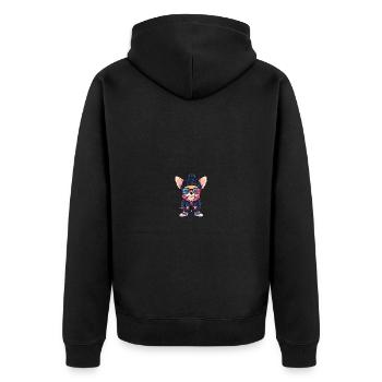 Chihuahua Hund Winter - Unisex Premium Bio Zip Hoodie - Schwarz - Hinten - Nico (187cm)