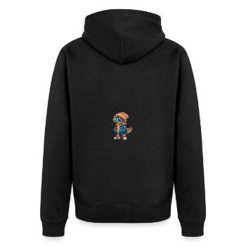 Dinosaure stégosaure bande dessinée d’hiver - Veste à capuche bio Premium Unisexe - noir - Dos - Nico (187cm)