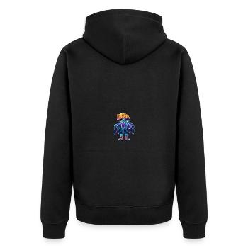 Qualle Winter Comic - Unisex Premium Bio Zip Hoodie - Schwarz - Hinten - Nico (187cm)