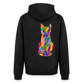 Katze Bunt - Unisex Premium Bio Zip Hoodie - Schwarz - Hinten - Nico (187cm)