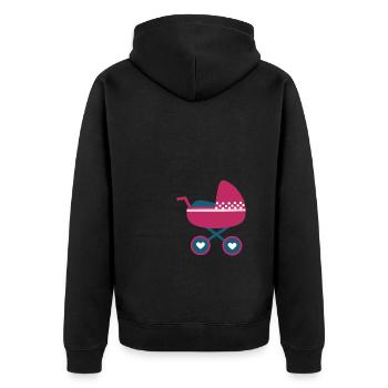 Baby Geburt 2026 Geschenk Geschenkidee - Unisex Premium Bio Zip Hoodie - Schwarz - Hinten - Nico (187cm)
