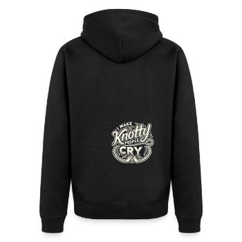 Ich bringe verknotete Menschen zum Weinen - Unisex Premium Bio Zip Hoodie - Schwarz - Hinten - Nico (187cm)