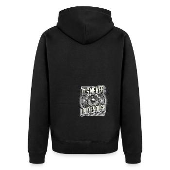 Es ist nie laut genug - Unisex Premium Bio Zip Hoodie - Schwarz - Hinten - Nico (187cm)