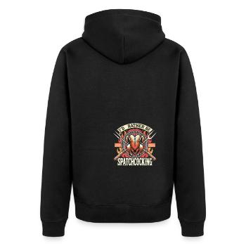 Ich würde lieber Spatchcocking machen - Unisex Premium Bio Zip Hoodie - Schwarz - Hinten - Nico (187cm)