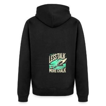 Weniger reden, mehr kreuzen - Unisex Premium Bio Zip Hoodie - Schwarz - Hinten - Nico (187cm)
