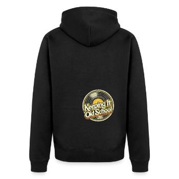 Die alte Schule bewahren - Unisex Premium Bio Zip Hoodie - Schwarz - Hinten - Nico (187cm)