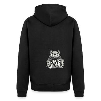 Biberflüsterer - Unisex Premium Bio Zip Hoodie - Schwarz - Hinten - Nico (187cm)