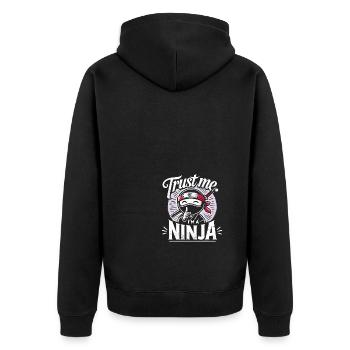 Vertrau mir, ich bin ein Ninja - Unisex Premium Bio Zip Hoodie - Schwarz - Hinten - Nico (187cm)