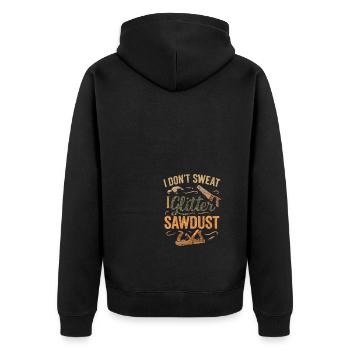 Ich schwitze nicht, ich glitzere Sägespäne - Unisex Premium Bio Zip Hoodie - Schwarz - Hinten - Nico (187cm)