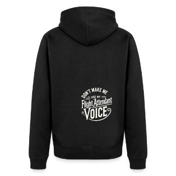 Zwingen Sie mich nicht, meine Flugbegleiter-Stimme - Unisex Premium Bio Zip Hoodie - Schwarz - Hinten - Nico (187cm)