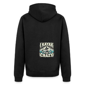Ich fahre Kajak, um den Wahnsinn zu vertreiben - Unisex Premium Bio Zip Hoodie - Schwarz - Hinten - Nico (187cm)
