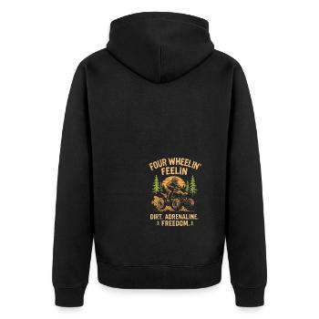 Four Wheelin' Feelin' - Unisex Premium Bio Zip Hoodie - Schwarz - Hinten - Nico (187cm)