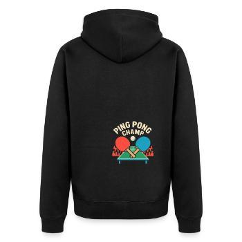 Tischtennis-Meister - Unisex Premium Bio Zip Hoodie - Schwarz - Hinten - Nico (187cm)