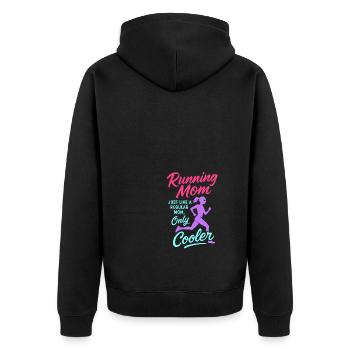 Running Mom - wie eine normale Mutter, nur cooler - Unisex Premium Bio Zip Hoodie - Schwarz - Hinten - Nico (187cm)