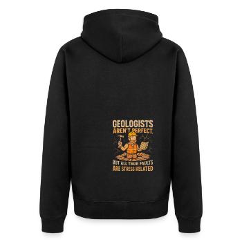 Geologen sind nicht perfekt, aber alle ihre Fehler - Unisex Premium Bio Zip Hoodie - Schwarz - Hinten - Nico (187cm)