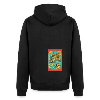 Kartoffelchips sind immer die Antwort - Unisex Premium Bio Zip Hoodie - Schwarz - Hinten - Nico (187cm)
