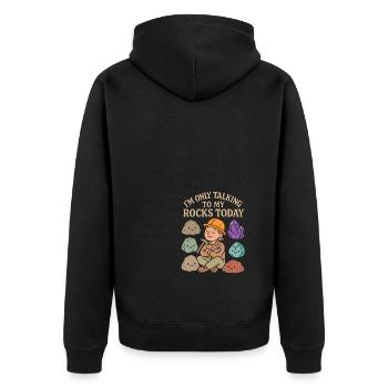Ich spreche heute nur mit meinen Rocks - Unisex Premium Bio Zip Hoodie - Schwarz - Hinten - Nico (187cm)