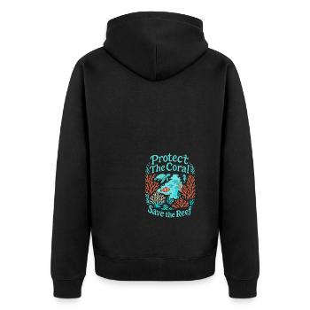 Schützt die Korallen Rettet das Riff - Unisex Premium Bio Zip Hoodie - Schwarz - Hinten - Nico (187cm)